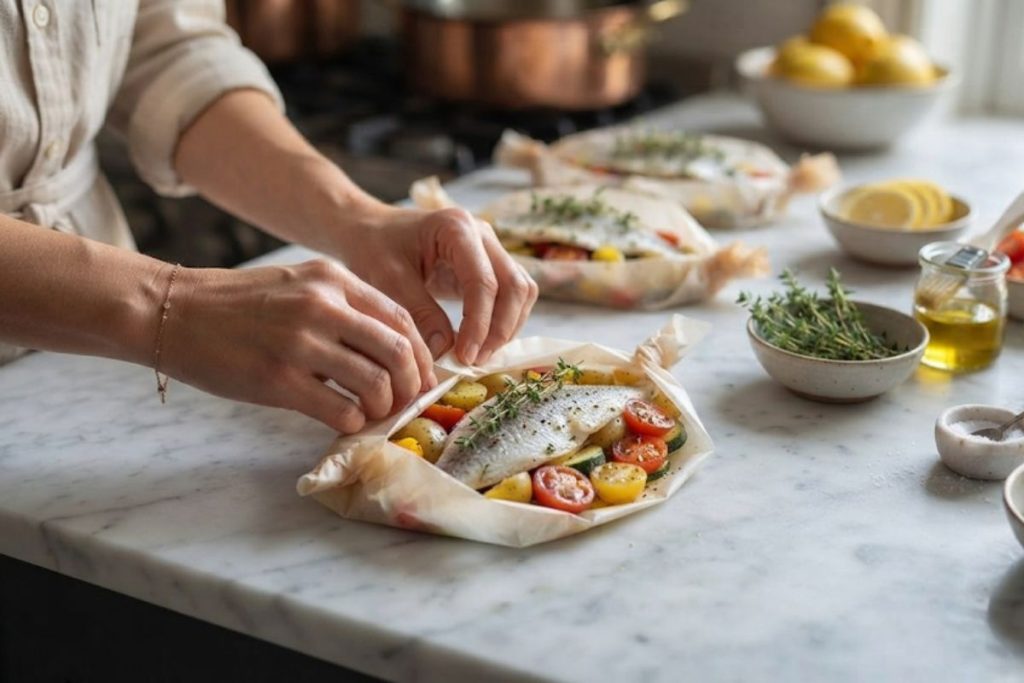 poisson papillote legumes ete
