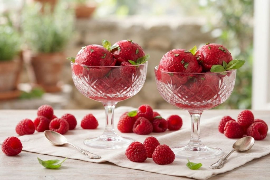 sorbet framboise basilic